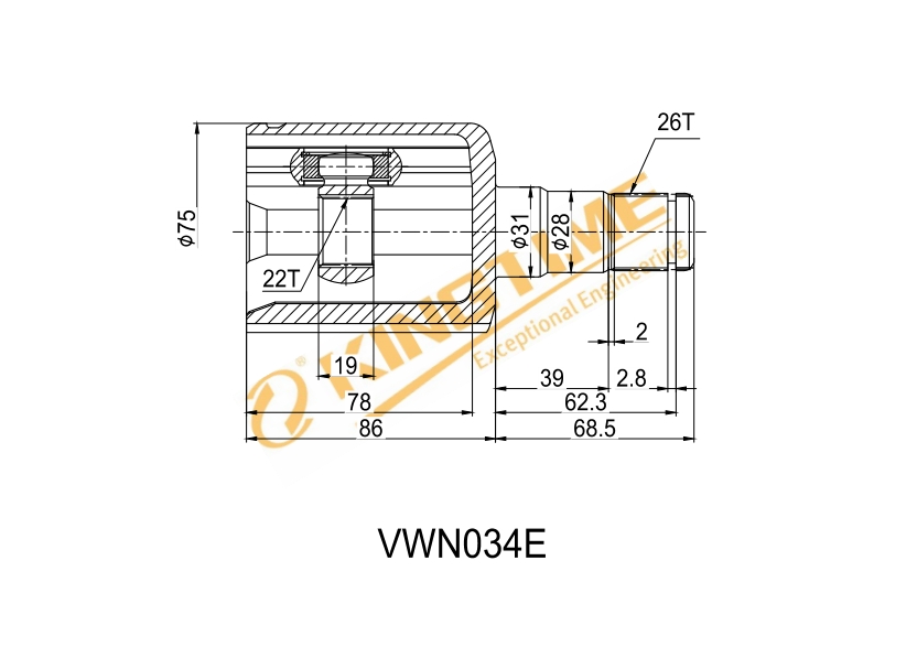 内球笼 VWN034E - 大众新波罗/波罗 GP（劲情）/桑塔纳 新捷达/斯柯达 昕锐/斯柯达 晶锐